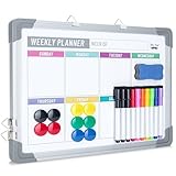 Mr. Pen- Magnetic Weekly Dry Erase Board, 12” x 16”, Double-Sided with Dry Erase Markers, 10 Board Magnets and Dry Erase Eraser, Small Dry Erase Calendar for Wall, Weekly Calendar Whiteboard for Wall