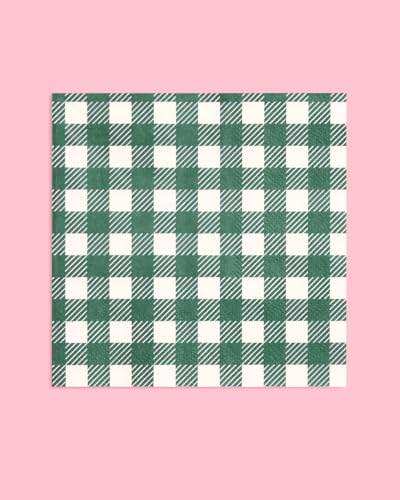 xo, Fetti Gingham Camp Napkins - 3-ply, 24 pcs | Green Cocktail Napkins, Pink Dinner Party Setting, Bachelorette Decoration, Cute Birthday Tablescape