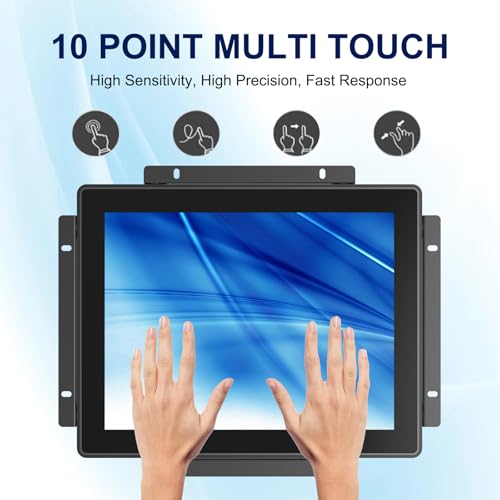 Image of Industrial Touch Display 1024x768 Open Frame Touch Screen Monitor, 9.7 Inch Capacitive Touch Screen Display with HD-MI VGA Inputs, Metal Housing, VESA Mount