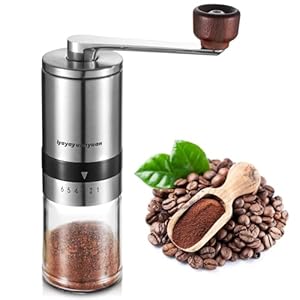 Manual Coffee Bean Grinder | Hand Coffee Grinder Burr Mill with 6 Settings for Espresso, French Press, Cold Brew & Drip Coffee | Easy to Use & Clean | Portable for Home, Travel, Camping