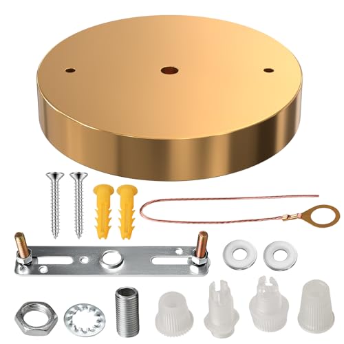 Image of Upgraded Version Light Canopy Kit, 4.7 Inch Light Fixture Cover Plate, Ceiling Chandelier Metal Kit with All Mounting Hardware for Chandelier, Pendant Light, Single Pendant Light (Gold)
