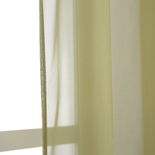 Image of NICETOWN Sheer Window Curtains Green for Boy's Room, Ring Top Voile Textured Window Treatment Vertical Panels for Wedding /Bedroom /Living Room, Green, W54 x L84, 2 Panels