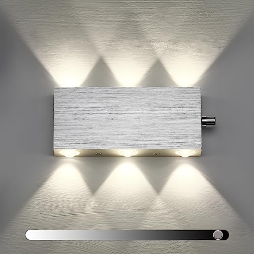 Lightess Dimmbare LED Wandleuchte Innen Wandlampe mit Schalter Modern Up and Down aus Aluminium modern Flurlampe Wandbeleuchtung für Wohnzimmer Schlafzimmer Lampe, Neutralweiß