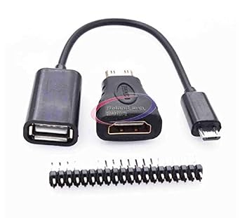3 in 1 Raspberry Pi Zero W Kit Mini HDMI to HDMI Adapter+Micro USB to USB Female Cable+Male GPIO Header