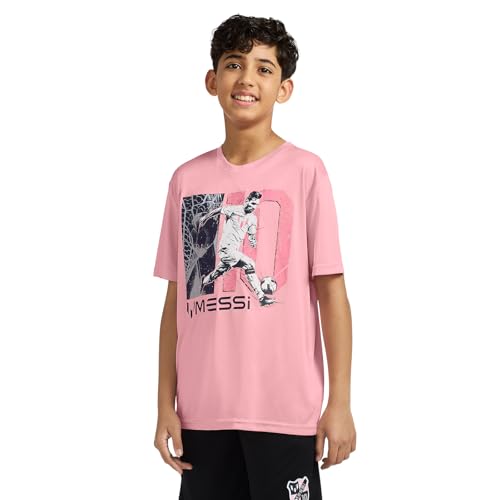 Image of Messi Boys' Lifestyle Short Sleeve Top, Loose-Fit Shirt with Logo, Comfortable, All-Day Wear