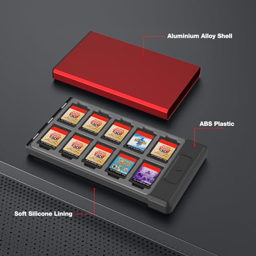 HEIYING Switch Game Card Case for Nintendo Switch 2/ OLED / Lite Games Cards, Metal Game Storage Holder with 20 Games Card Slots and 20 Micro SD Cards Slots - Image 3