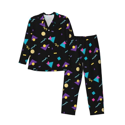 80s-90s-Vintage-Pajamas-Set-Man-Pyjama-Sets-Long-Sleeve-Button-Down-Sleepwear-Suits-Nightwear-Suit-Home-Top-Pants