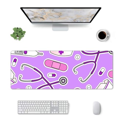 Tapis de souris infirmière violet 30 x 80 cm pour bureau médical