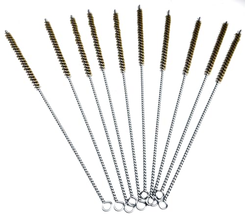 Chiloskit Rohrbürsten-Set, 14 mm, Messingdraht, 10 Stück, Goldfarben, Silberfarben, Metall, Reinigungswerkzeug, Rohrbürste