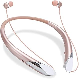 Bluetooth Retractable Headphones, Wireless Earbuds Neckband Headset Noise Cancelling Stereo Earphones with Mic