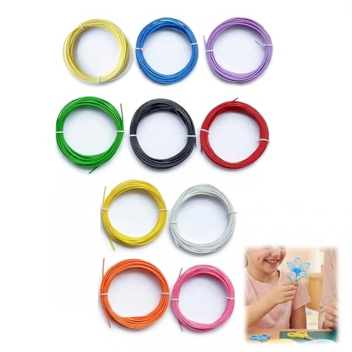 3D Pen Filament 1.75mm PLA Filament Set, 10 Colors, 5 Meters per Color, 50 Meters, Eco-Friendly 3D Printing Materials for Kids, Compatible with 3D Pen and Printers