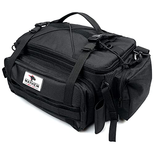 Mayhem Bait Co Fishing Tackle Bag Storage Box Set With Rod Holder, (3) 3700 Plastic Tackle Box Organizer Trays And Bonus 3 Packs Of Premium Soft Plastics Included #TOP10