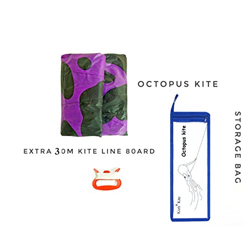 Kizh Kite Octopus Large Frameless Soft Parafoil Kites 157 Inchs Long Tail Easy to Fly for Adults Kids Outdoor,Activities,Beach Trip Great Gifts to Kids Build Childhood Priceless Memories(Purple)
