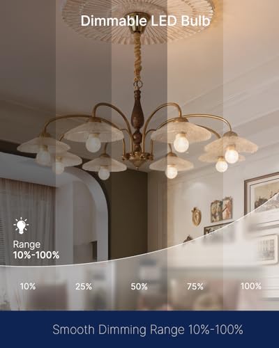 Image of FLSNT G25 LED Globe Edison Bulbs for Bathroom Vanity & Mirror Lighting, 3000K Dimmable, 60W Equivalent, E26 Base, Clear Glass Decorative Bulbs, 8 Pack