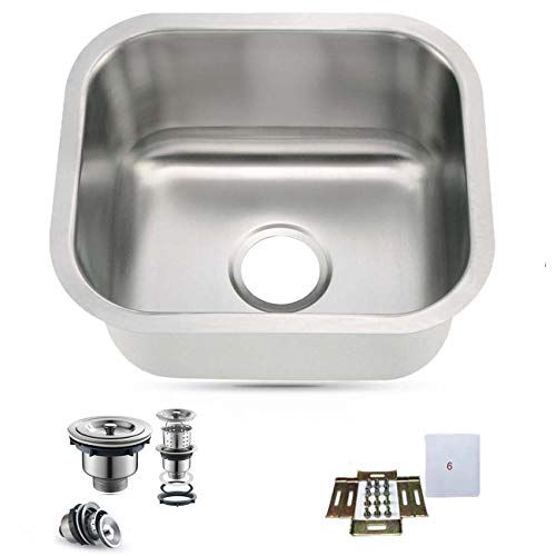 Tech Deals 🔥 15"X13" Undermount Single Bowl 304-Stainless Steel Small Bar/Prep Sink 18Gauge