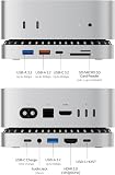 Stacja dokująca Mac Mini M4, koncentrator USB C, aluminiowy stojak Mac Mini i koncentrator HDMI do M4 i Pro 2024 z obudową M.2 NVMe/SATA SSD, HDMI 4K60Hz, 10G USB A/C, 5G USB A*2, ładowanie, SD/TF