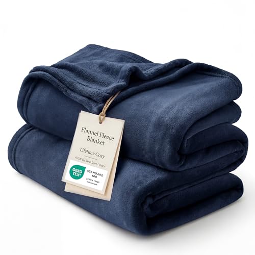 Bedsure GentleSoft Fleece Throw XL Blanket Navy - 300GSM Soft Lightweight Plush Cozy Blankets for Bed, Sofa, Couch, Travel, Camping, 50x70 inches