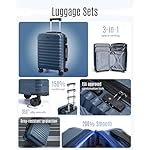 LIGHT FLIGHT Luggage Sets, 3 Piece Durable Suitcase Set with Spinner Wheels, 3 Pcs Hard Shell Lightweight Luggage with TSA Lock, Large Checked Travel Suitcases, 20/24/28 Inch, Royal Blue - Image 3