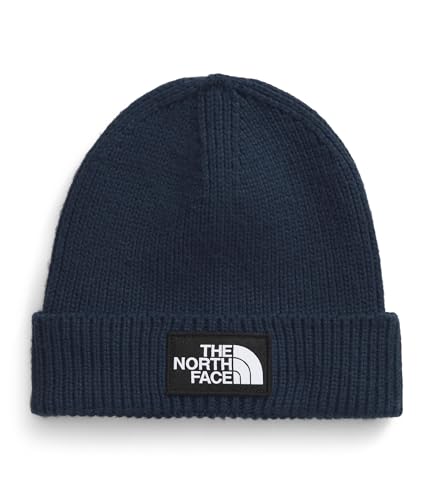 Bonnet The North Face Logo Box bleu avec revers réglable et maille souple