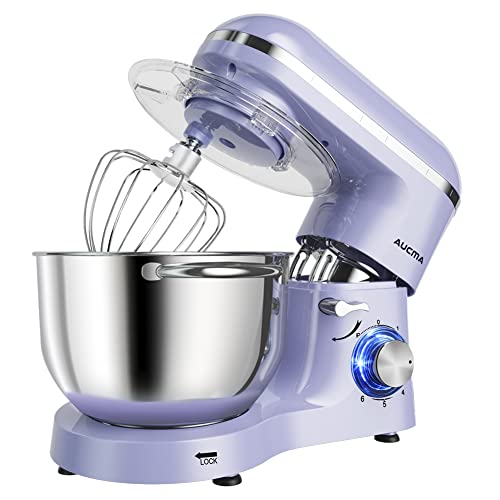 Aucma Stand Mixer,6.5-QT 660W 6-Speed Tilt-Head Food Mixer, Kitchen Electric Mixer with Dough Hook, Wire Whip & Beater (6.5QT, Lavender)
