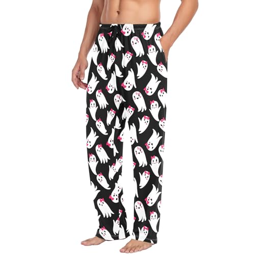 Spirits Pattern Men's Cotton Pajama Pants with Pockets and Drawstring Comfortable and Stylish,S4