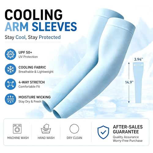 NOVEINN 4 Pairs Arm Sleeves for Men & Women, UPF 50+ UV Sun Protection, Cooling Compression Sleeves, Breathable Stretchy Arm Covers for Golf Running Cycling Gardening Outdoor Sports