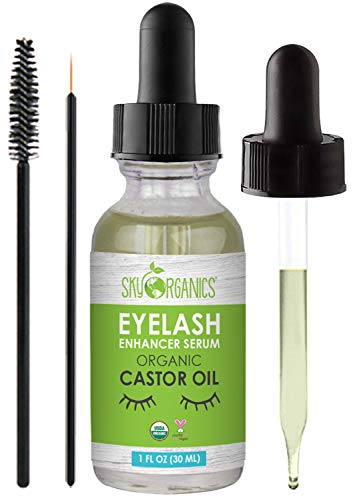 Organic Castor Oil Eyelash Serum by Sky Organics (1 oz) USDA Organic Cold-Pressed