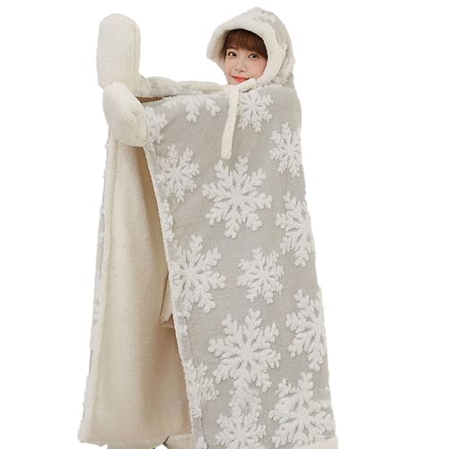 Couverture portable originale motif flocon de neige idée cadeau d'hiver pour adulte