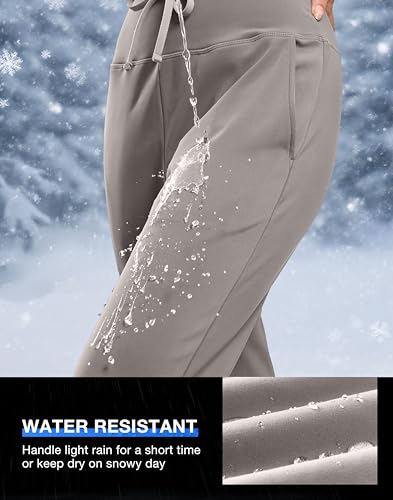 Image of G Gradual Women's Fleece Lined Joggers with Zipper Pocket Water Resistant Running Hiking Pants Winter Warm Thermal Sweatpants