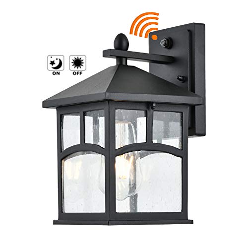 Outdoor Wall Light Fixture Dusk to Dawn Sensor, Outdoor Wall Lantern, Exterior Wall Sconce Porch Light Fixture, Wall Mount Lights with Hammer Glass for Patio Porch Entryway Doorway Garage Outdoor Wall Light Fixture Dusk to Dawn Sensor, Outdoor Wall Lantern, Exterior Wall Sconce Porch Light Fixture, Wall Mount Lights with Hammer Glass for Patio Porch Entryway Doorway Garage