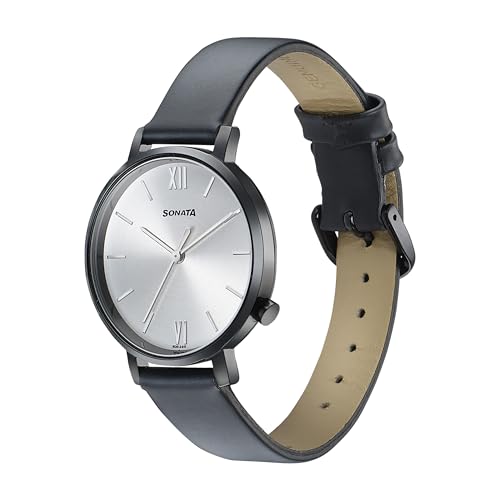 Image of Sonata Elegent Essentials Quartz Analog Silver Dial Leather Strap Watch for Women