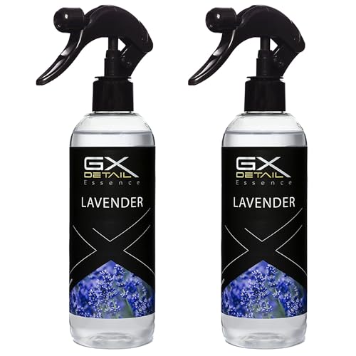GxDetail Pack de Ambientadores para Coche (2 x 150 ml.) – Fragancias Duraderas y Frescas – Elimina Malos Olores y Sensación de Limpieza – Ideal para Todo Tipo de Vehículos (Lavanda)