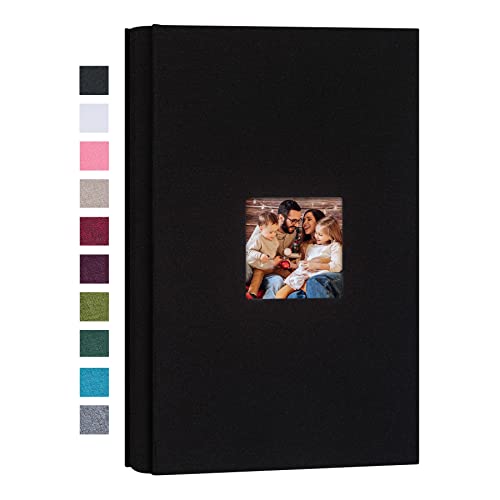 Mublalbum Small Photo Album 4x6 300 Photos Linen Cover Picture Book with Horizontal Pockets for Wedding Family Anniversary and Baby (Black)