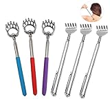 Biluer 6PCS Rascador Telescópico Extensible Acero Inoxidable Garras Rascador de Espalda,para Elimina Picazón De Espalda Herramienta De Masaje Corporal (3 Acero inoxidable,3 Colores)