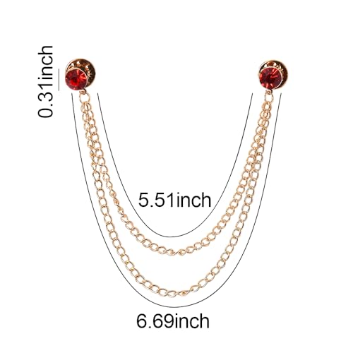 Hanging Gold Chain Lapel Pin for Men Suits Tassel Brooch Chain Collar Pins Rhinestone Crystal Brooch Pin Suit Lapel Pins for Men Collar Chains for Shirts Accessories2