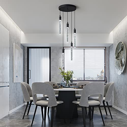 Zhllmq Modern Light Fixture Kitchen Island Pendant Light Dimmable Led Black Mini Pendant Lighting Dinning Room Living Room Kitchen Black Pendant Lights（5-Light）… #TOP1