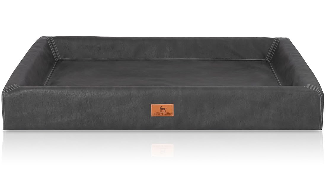 Knuffelwuff orthopädisches Hundebett Austin aus Kunstleder XL 105 x 80cm Schwarz