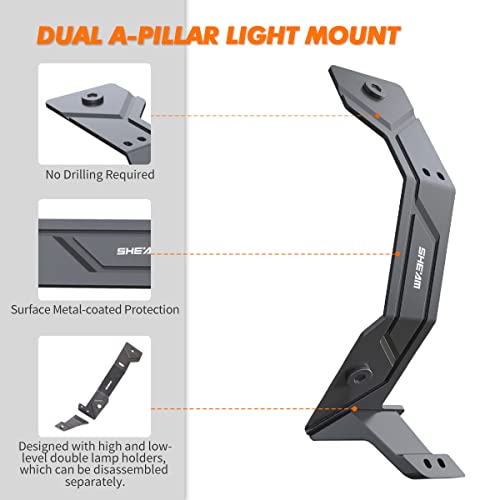 Image of A-Pillar Light Mounts for Jeep Wrangler JL /JLU /4XE & Gladiator JT