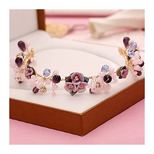 Diadema suave contra molestias de peinado: tiaras de flores moradas Trjgtas