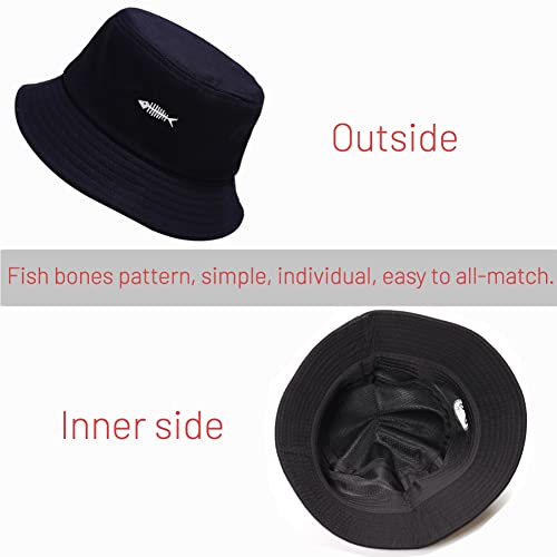 Image of Cotton Bucket Hat for Women Men Summer Travel Sun Beach Bucket Cap, Unisex Outdoor Fisherman Hat