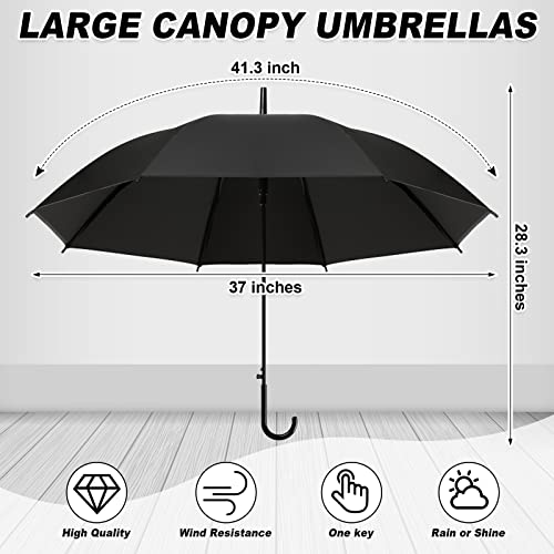 30 Pieces Wedding Umbrellas Bulk Auto Open Stick Umbrellas With White European J Hook Handle Windproof Large Canopy Umbrella For Outdoor Wedding Bride Groom Photography Golf (Black) #TOP1