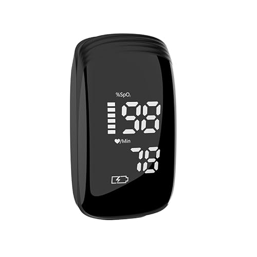 Skmeditec Rechargeable Finger Pulse Oximeter Fingertip Blood Oxygen Monitor, Pulse Oximeter With Blood Oxygen Saturation/Heart Rate Monitor and SpO2 Levels, Black