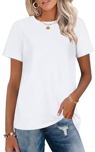 T Shirts for Women Crewneck Short Sleeve Loose Fit Casual Cute Tee Tunic Blouse