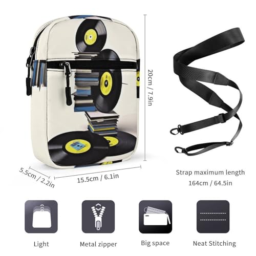Personalized Small Crossbody Bag Water Resistant Messenger Bags Mini Vinyl Records And Tapes Printing SlingBag For Men Women2