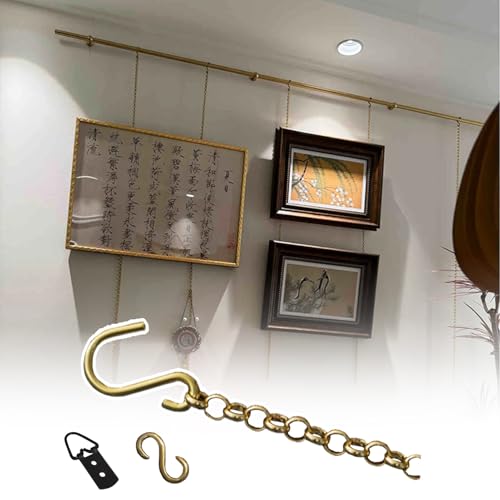 Sistema de riel de latón para colgar cuadros de forma elegante en pared 2