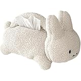 EHERDM Funny Rabbit Tissue Box with Lifting Handle Cute Bunny Napkin Holder Paper Container Stuffed Package Storage Case Soft Rabbit Toys Doll Portable Tissue Cover for Home Car Office Bedroom