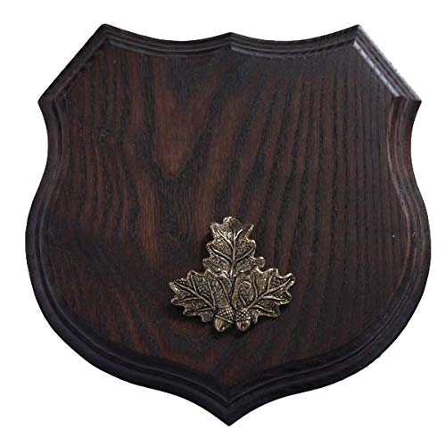 GTK Corna & trofei in Legno di Corno 1 X Scudo Cinghiale Trofeo Cartello a Forma di Stemma, AF 19 cm, con Foglia di Quercia Massiccio + Piccolo