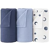 Bearmoss Muselina 100% algodón Mantas Grandes para bebés 120x120cm, Mantas de...