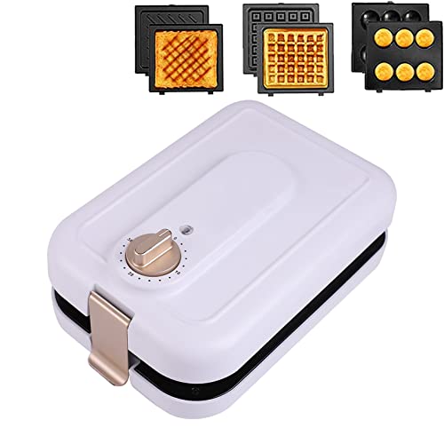 XCORCOR Non-Stick Belgian Waffle Maker with Removable Plates, Panini Press & Sandwich Maker with Timing Control, Indicator Lights, Compact Design, Easy to Clean, 600 Watts, White