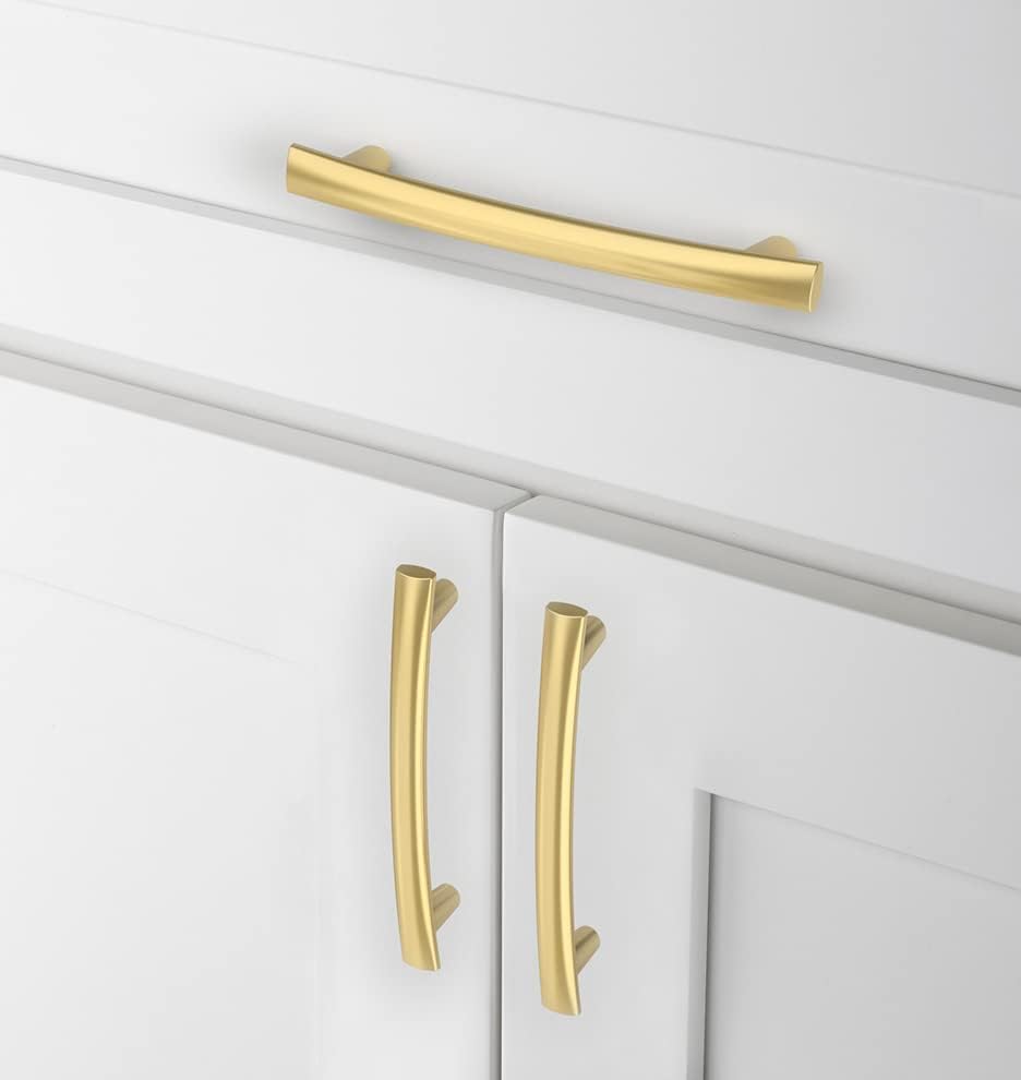 Miniatura 3 de Paquete de 10 manijas de gabinete de cocina de color dorado cepillado de 5 pulgadas y 5.039 in, tiradores de gabinete, accesorios de gabinete de
